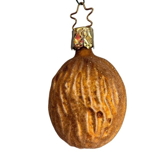 Inge Glas Walnut Blown Glass Ornament Germany 2 3/4" Star Cap Nut Holiday - Picture 4 of 6